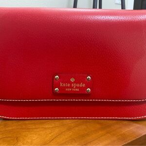 Like New Authentic Kate Crossbody Bag Red Leather/Gold-Tone Hardware